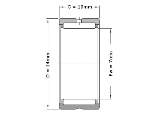 IBB Naaldlager Zonder Binnenring NK 7/10 TN (7x14x10mm)