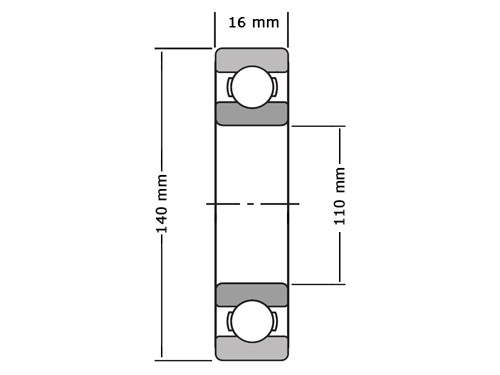 NKE Kogellager 6822/61822 2RSR C3 (110x140x16mm)