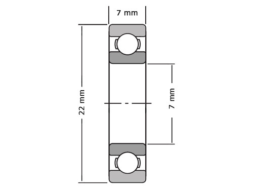 NKE Miniatuur Kogellager 627 2RSR (7x22x7mm)