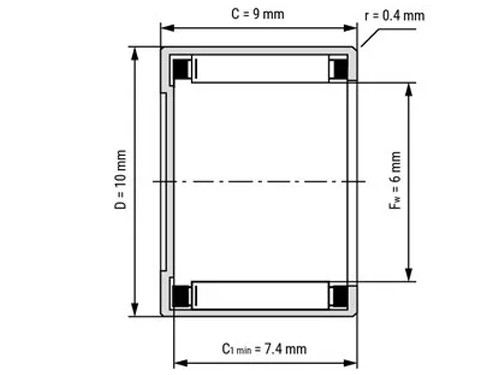 NKE Naaldhulslager 1-Zijdig Gesloten BK0609 (6x10x9mm)