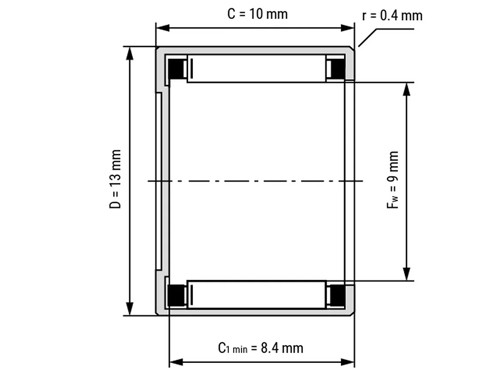 NKE Naaldhulslager 1-Zijdig Gesloten BK0910 (9x13x10mm)