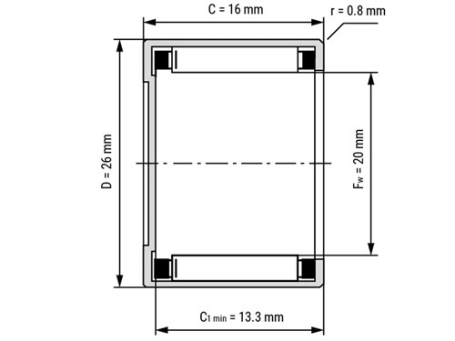 NKE Naaldhulslager 1-Zijdig Gesloten BK2016 (20x26x16mm)