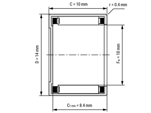 NTN Naaldhulslager 1-Zijdig Gesloten BK1010 (10x14x10mm)