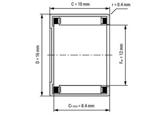 NTN Naaldhulslager 1-Zijdig Gesloten BK1210 (12x16x10mm)