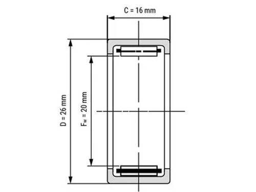 NTN Naaldhulslager HK2016 F (20x26x16mm)