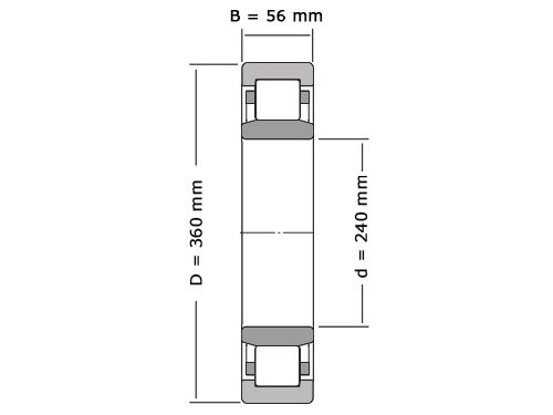 Foto van IBB Cilinderlager Eenrijig NU1048 M (240x360x56mm) IBB Cilinderlager Eenrijig NU1048 M (240x360x56mm)