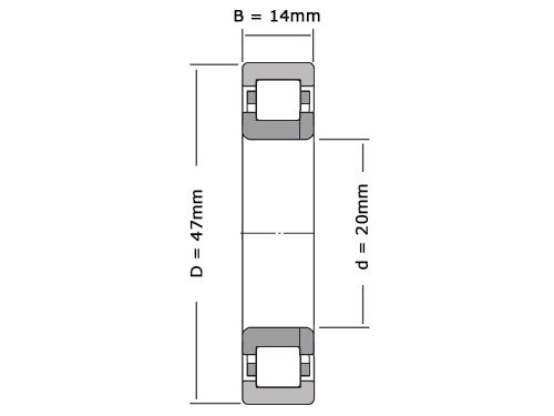 IBB Cilinderlager Eenrijig NUP204 E TVP2 (20x47x14mm)