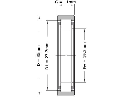 SKF Cilinderlager Eenrijig RNU202 ECP (19.3x35x11mm)