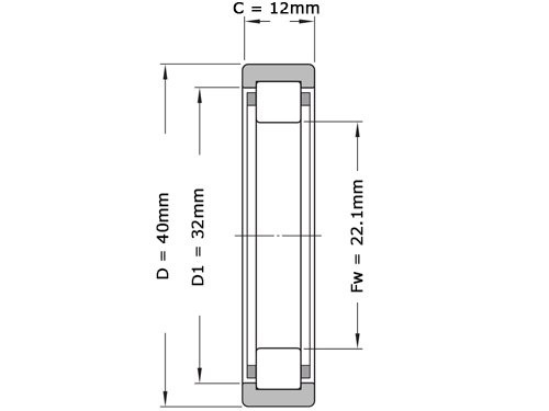 FAG Cilinderlager Eenrijig RNU203 E XL TVP2 (22.1x40x12mm)