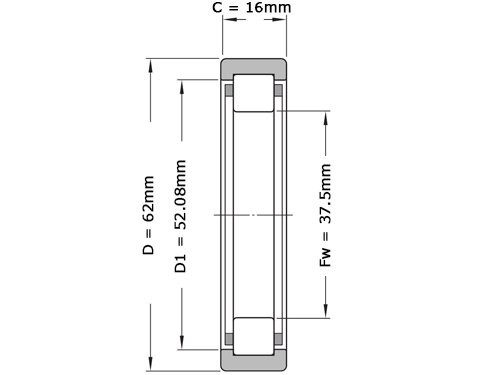 SKF Cilinderlager Eenrijig RNU206 ECP (37.5x62x16mm)
