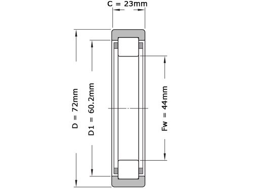 FAG Cilinderlager Eenrijig RNU2207 E XL TVP2 (44x72x23mm)