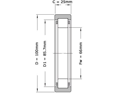 Foto van SKF Cilinderlager Eenrijig RNU2211 ECP (66x100x25mm) SKF Cilinderlager Eenrijig RNU2211 ECP (66x100x25mm)