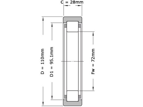 Foto van FAG Cilinderlager Eenrijig RNU2212 E XL TVP2 (72x110x28mm) FAG Cilinderlager Eenrijig RNU2212 E XL TVP2 (72x110x28mm)