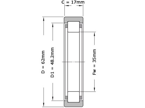Foto van SKF Cilinderlager Eenrijig RNU305 (35x62x17mm) SKF Cilinderlager Eenrijig RNU305 (35x62x17mm)