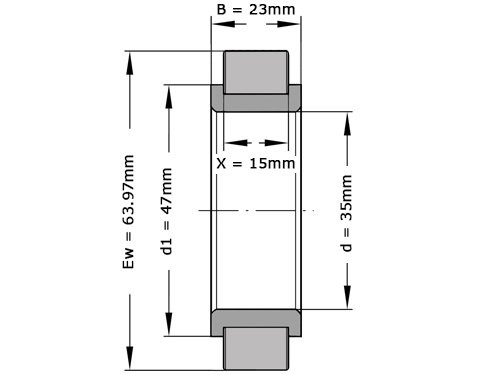 INA Cilinderlager Eenrijig RSL182207 (35x63.97x23mm)