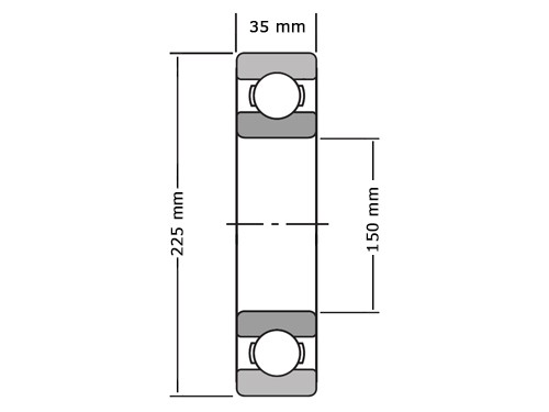 SKF Kogellager 6030 2RS1 (150x225x35mm)