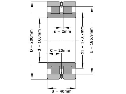 INA Cilinderlager Tweerijig SL024832 C3 (160x200x40mm)