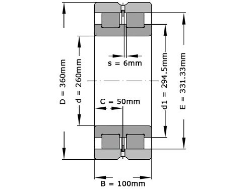 INA Cilinderlager Tweerijig SL024952 (260x360x100mm)
