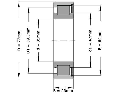 Foto van INA Cilinderlager Eenrijig SL182207 (35x72x23mm) INA Cilinderlager Eenrijig SL182207 (35x72x23mm)