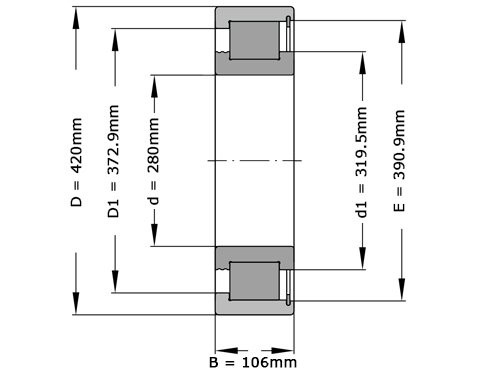 INA Cilinderlager Eenrijig SL183056 TB (280x420x106mm)