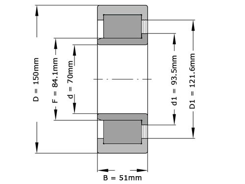 INA Cilinderlager Eenrijig SL192314 (70x150x51mm)