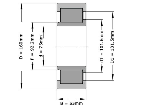 INA Cilinderlager Eenrijig SL192315 C3 (75x160x55mm)