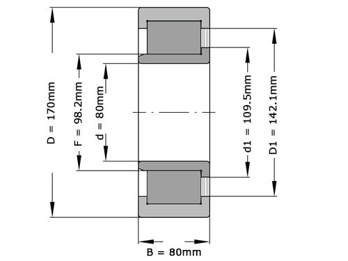 INA Cilinderlager Eenrijig SL192316 C3 (80x170x58mm)