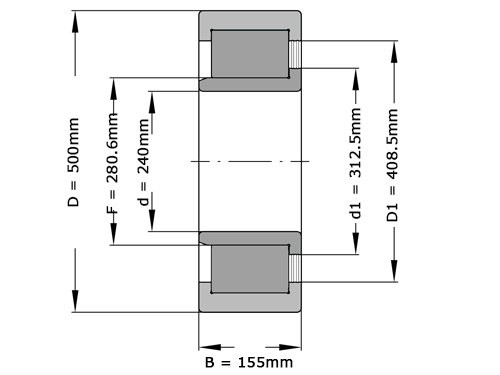 INA Cilinderlager Eenrijig SL192348 (240x500x155mm)