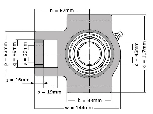 Foto van SNR Lagerblok Span SUCT209 RVS (45mm) SNR Lagerblok Span SUCT209 RVS (45mm)