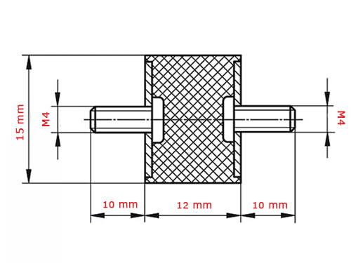 Trilrubber Type A 15x12mm M4x10