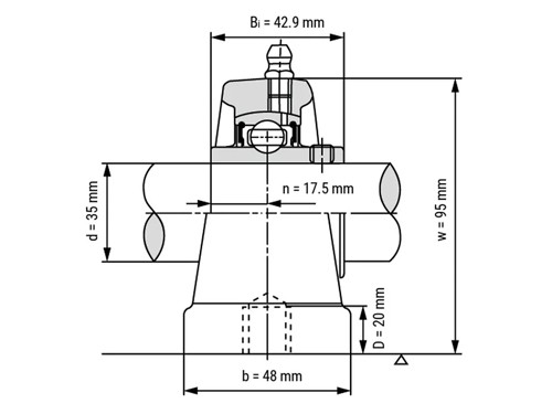 IBB Lagerblok Staand UCPA207 RVS (35mm)