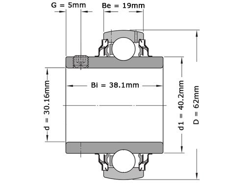 Foto van FAG Insert Lager UC206-19 (30.16x62x38.1mm) FAG Insert Lager UC206-19 (30.16x62x38.1mm)