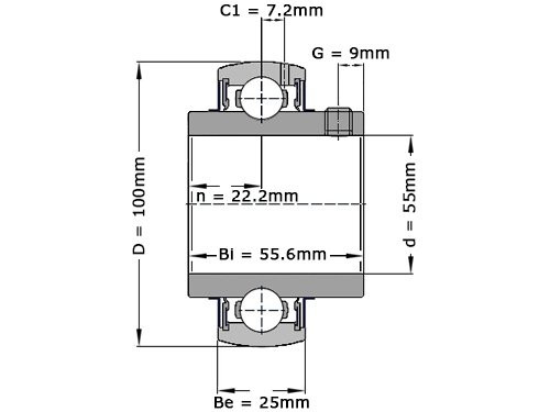Foto van SNR Insert Lager UC211 G2 (55mm) SNR Insert Lager UC211 G2 (55mm)