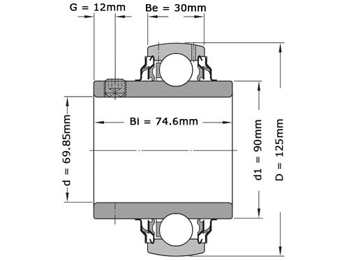 FAG Insert Lager UC214-44 (69.85x125x74.6mm)
