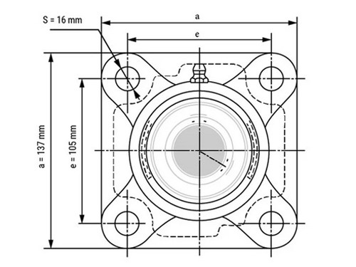 IBB Flenskogellager Vierkant UELF209 (45mm)
