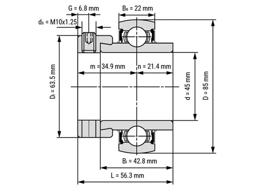 IBB Flenskogellager Vierkant UELF209 (45mm)