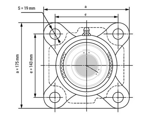 IBB Flenskogellager Vierkant UELF212 (60mm)