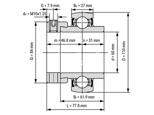 IBB Flenskogellager Vierkant UELF212 (60mm)
