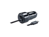 USB autolader DUAL 4800mA + micro USB kabel zwart 1m foto