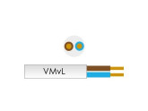 Kabel H03VV-F VMVS rond 2x0,75qmm zilver transparant 100 Meter foto