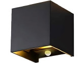 LED Wandlamp 2x3W up&down vierkant zwart 2700K + sensor IP54 foto