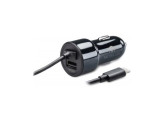 USB autolader DUAL 4800mA + lightning kabel zwart 1m foto