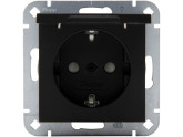 Kopp HK07 PURE mat zwart inbouw stopcontact wcd RA met deksel + kinderbeveiliging foto