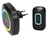 Draadloze deurbel set 300m zwart plug-in +RGB foto