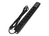 Overspanningbeveiliger 8-voudig 3m +2x USB zwart foto