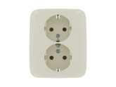 Busch Jaeger CREME inbouw stopcontact wcd RA dubbel foto