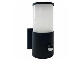 Wandlamp E27 rond zwart IP54 + sensor foto
