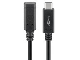 USB-C male - USB-C female verlengkabel 1m zwart foto