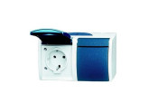Busch Jaeger SWD opbouw stopcontact wcd RA dubbel horizontaal blauw foto