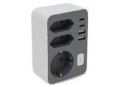 Stekkeradapter multi +USB +USB-C wit/grijs foto